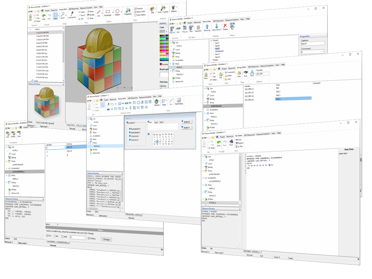 Integrierte Ressourcen-Editoren